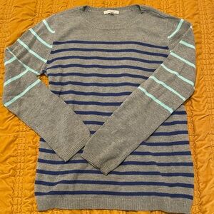 Hawthorn Sweater Womens Medium Blue Striped Grey Long Sleeve Pullover Casual